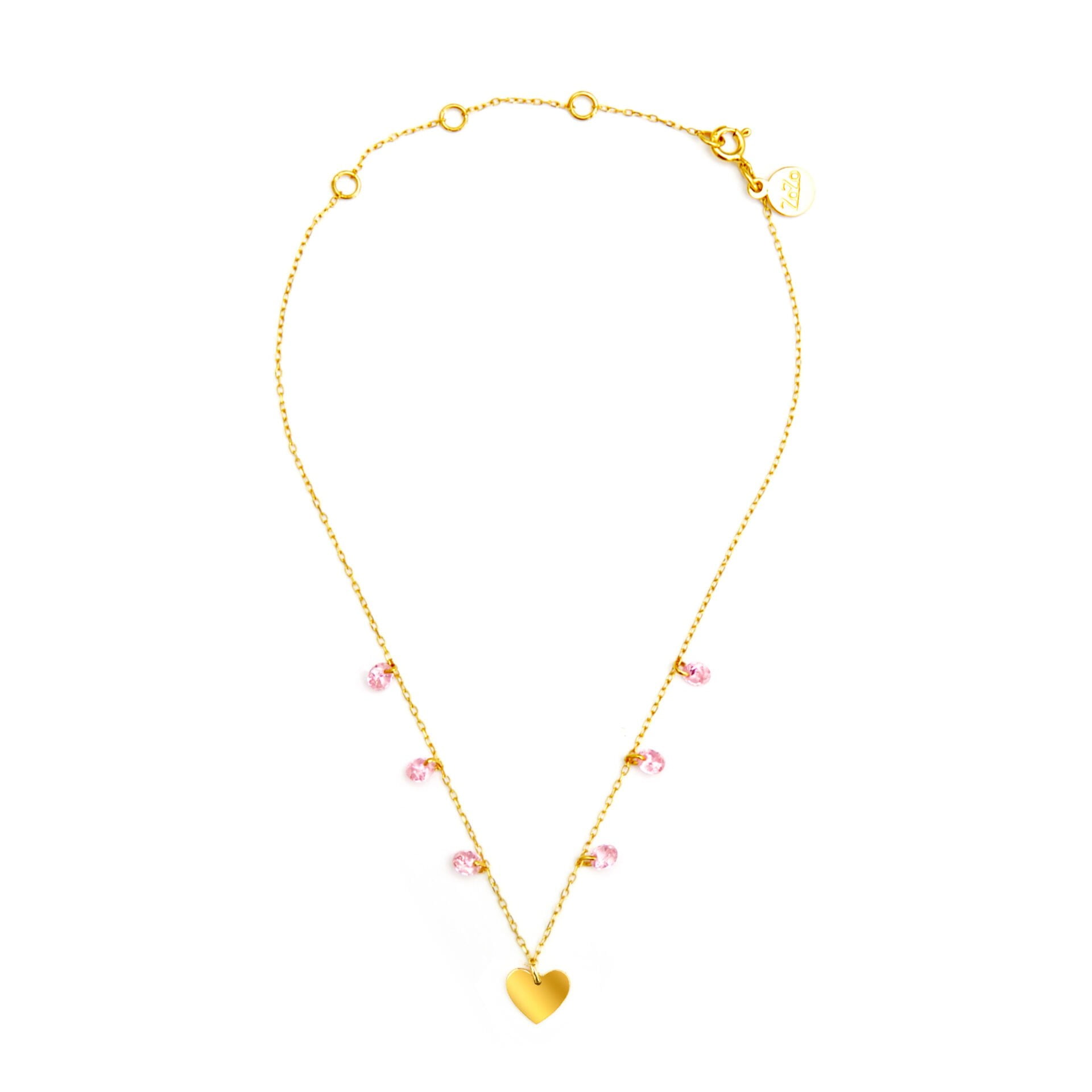 Choker dla dzieci z serduszkiem i różowymi cyrkoniami ZoZo Design