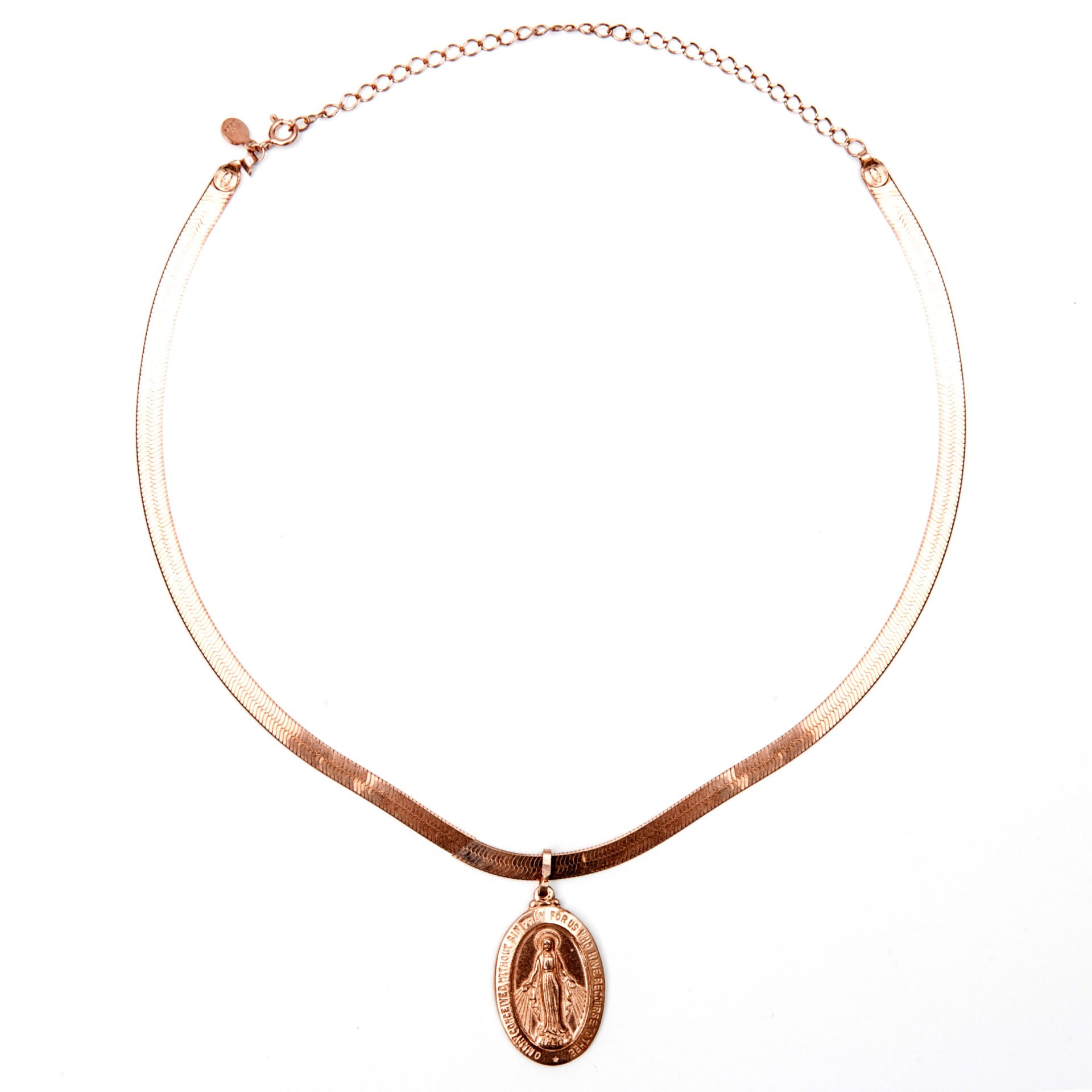 Choker żmijka z medalionem różowy 