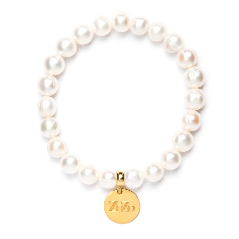 Bransoletka z blaszką z logo ZoZo Design z pereł - LOLITA