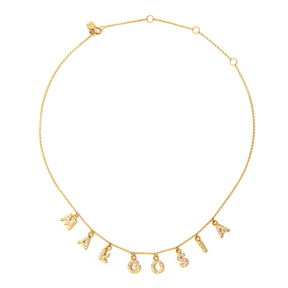 Choker z wiszącymi literkami wysadzanymi cyrkoniami/diamentami do 10