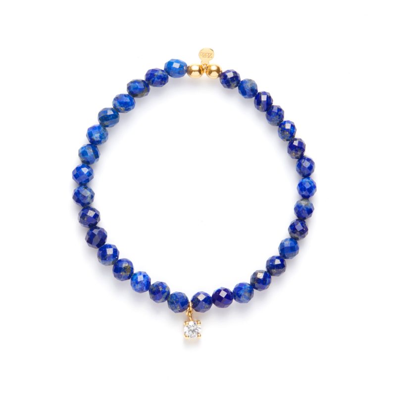 Bransoletka z lapis lazuli z cyrkonią 4 mm