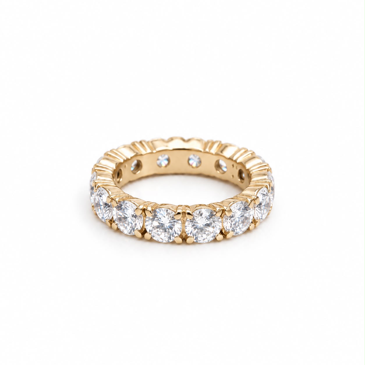Obrączka pozłacana wysadzana cyrkoniami o szlifie brylantowym 5mm