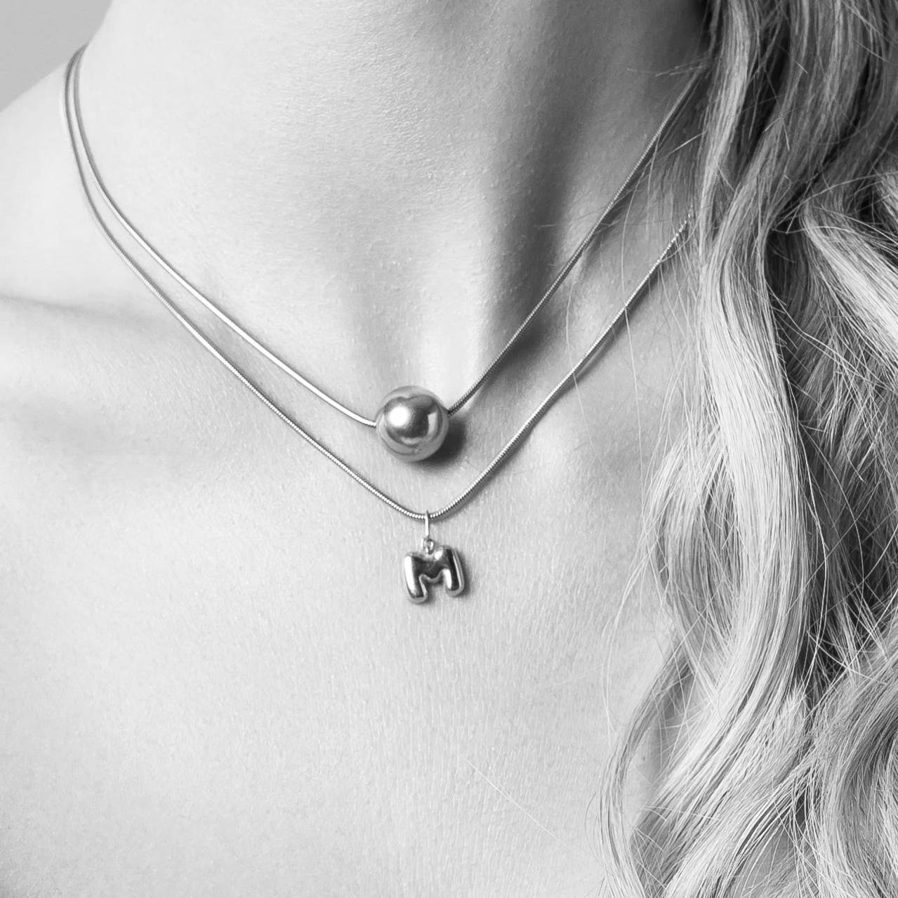 Choker srebrny LINA (literka 1cm, żmijka)