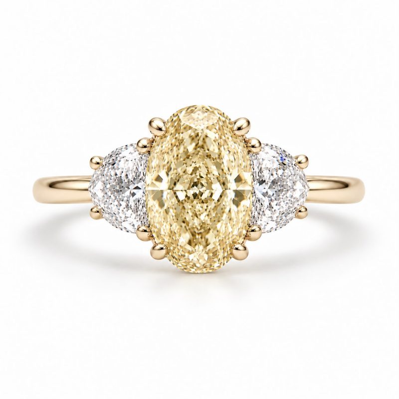 Pierścionek z diamentami LAB - YELLOW DIAMOND