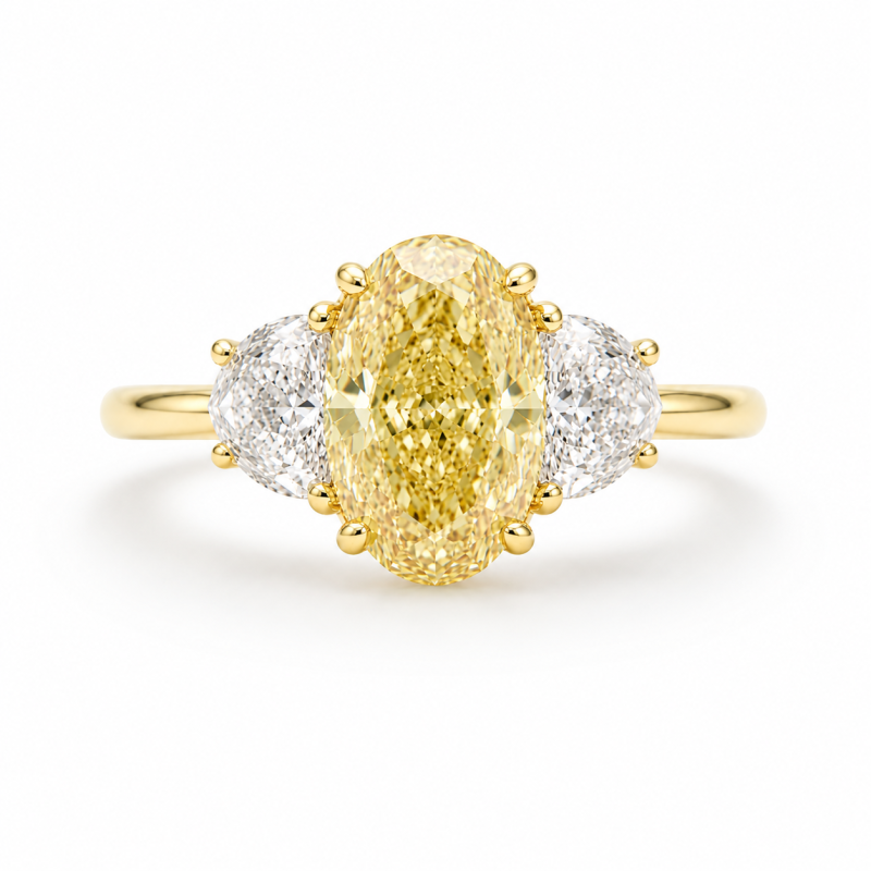 Pierścionek z diamentami LAB - YELLOW DIAMOND