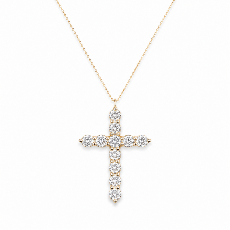 Łańcuszek z diamentami LAB - EVA CROSS LARGE