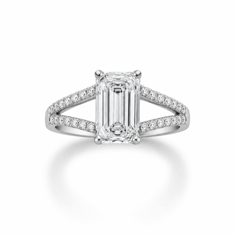 Pierścionek z diamentami LAB - DIAMOND EMERALD