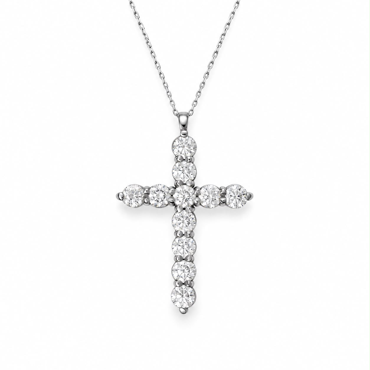 Łańcuszek z diamentami LAB - EVA CROSS LARGE (białe złoto)