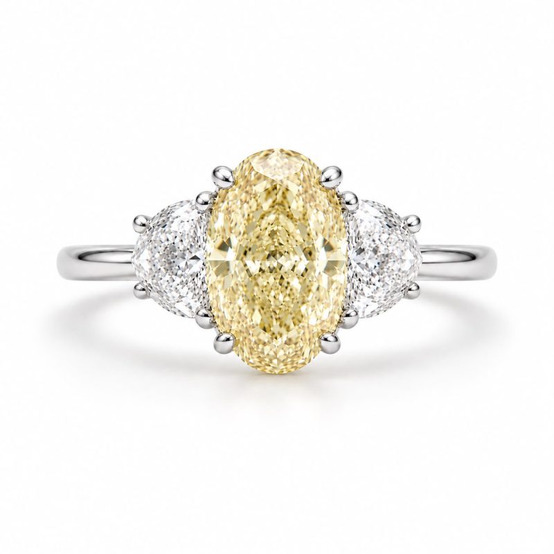 Pierścionek z diamentami LAB - YELLOW DIAMOND (białe złoto)