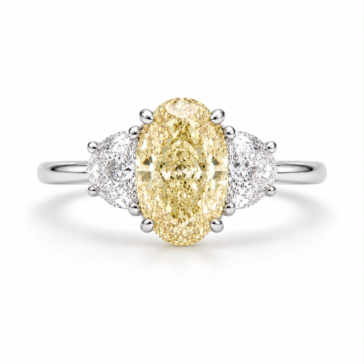 Pierścionek z diamentami LAB - YELLOW DIAMOND (białe złoto)