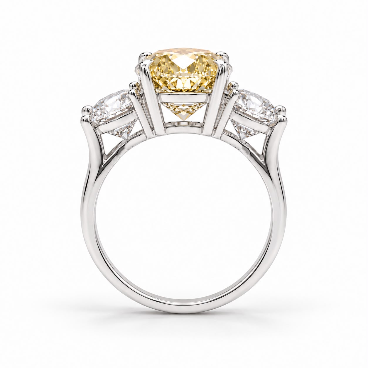 Pierścionek z diamentami LAB - YELLOW DIAMOND (białe złoto) - obrazek 4