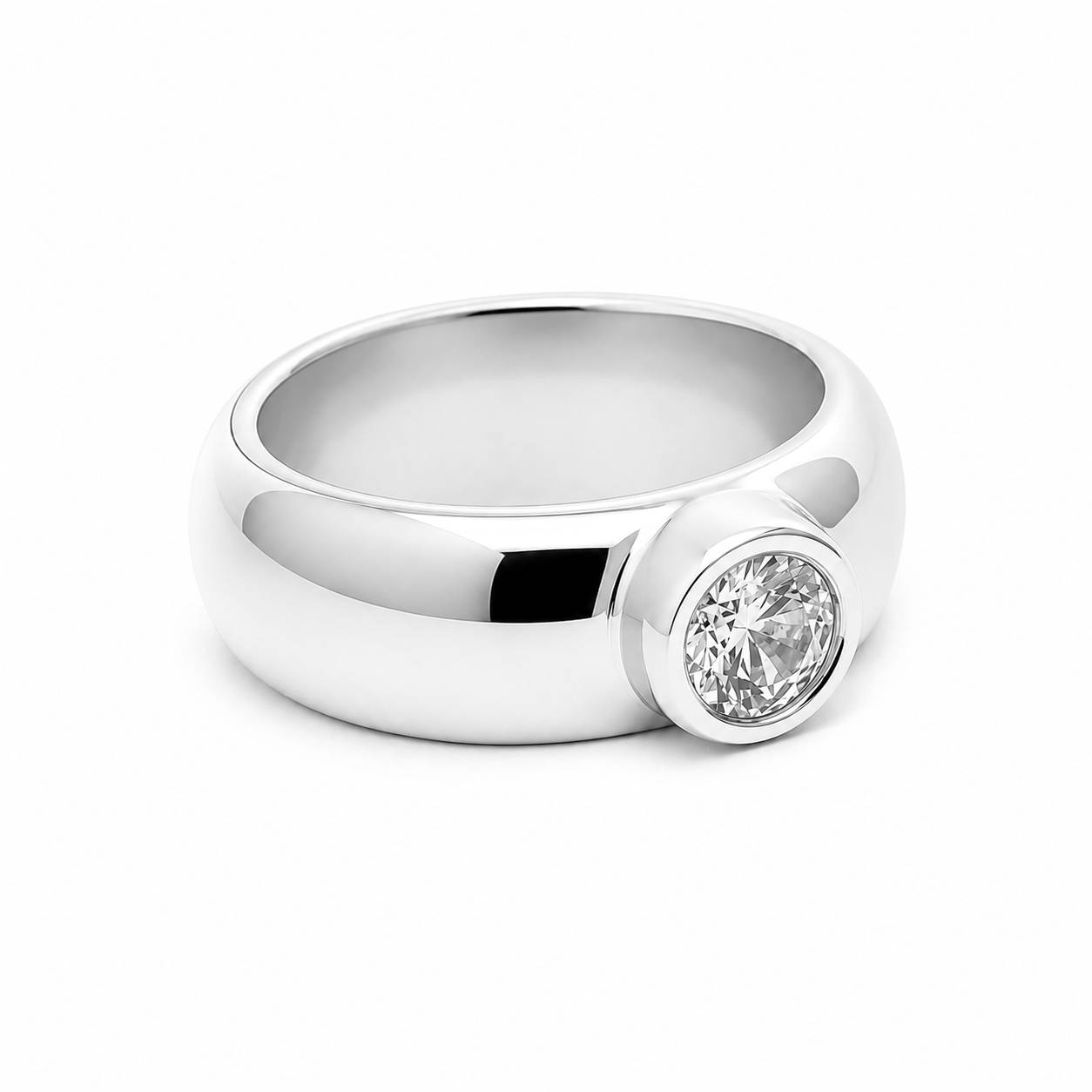 Obrączka z diamentem LAB - EUPHORIA (1 ct) (białe złoto)