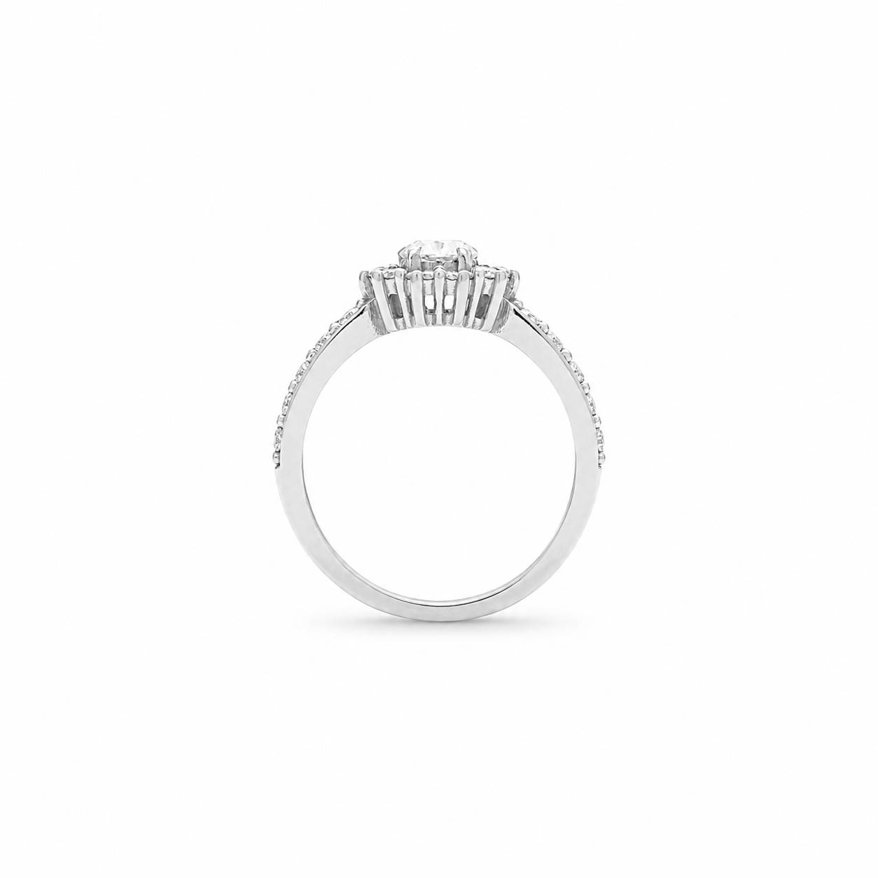 Pierścionek z diamentem LAB - DAISY (białe złoto) - obrazek 3