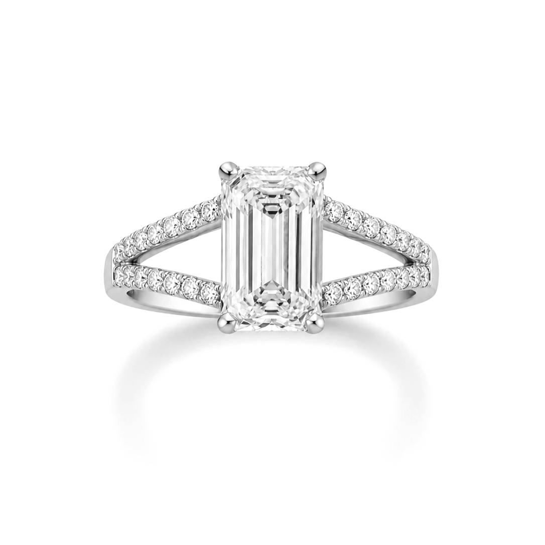 Pierścionek z diamentami LAB - DIAMOND EMERALD (4 ct białe złoto)