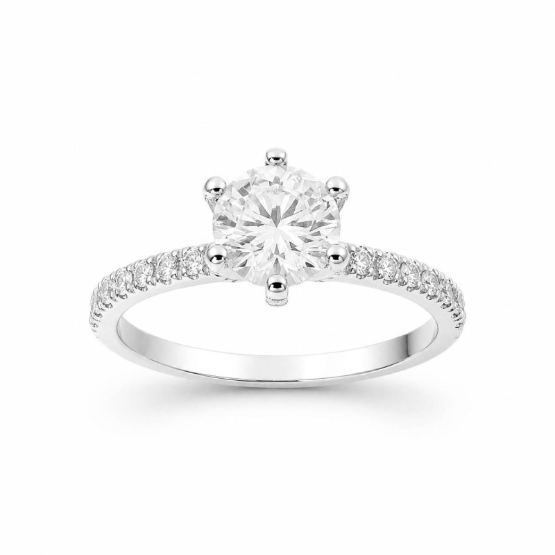 Pierścionek z diamentem LAB - WHITE LILY (białe złoto)