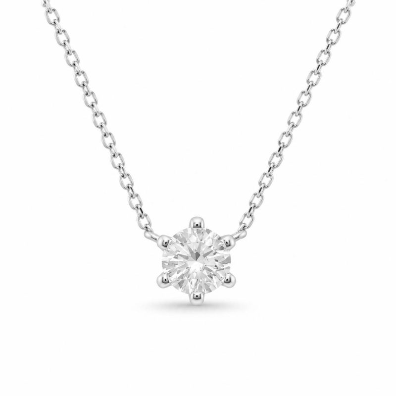 Łańcuszek z diamentem LAB - MARIA (0,82 ct) (białe złoto)