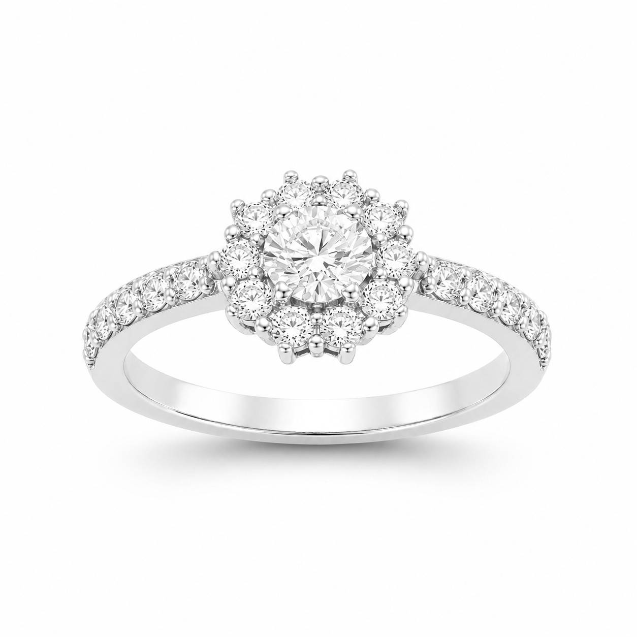 Pierścionek z diamentem LAB - DAISY (białe złoto)