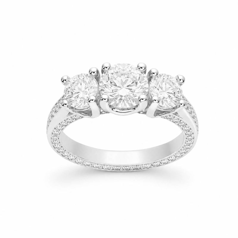 Pierścionek z diamentami LAB - TIARA (białe złoto)