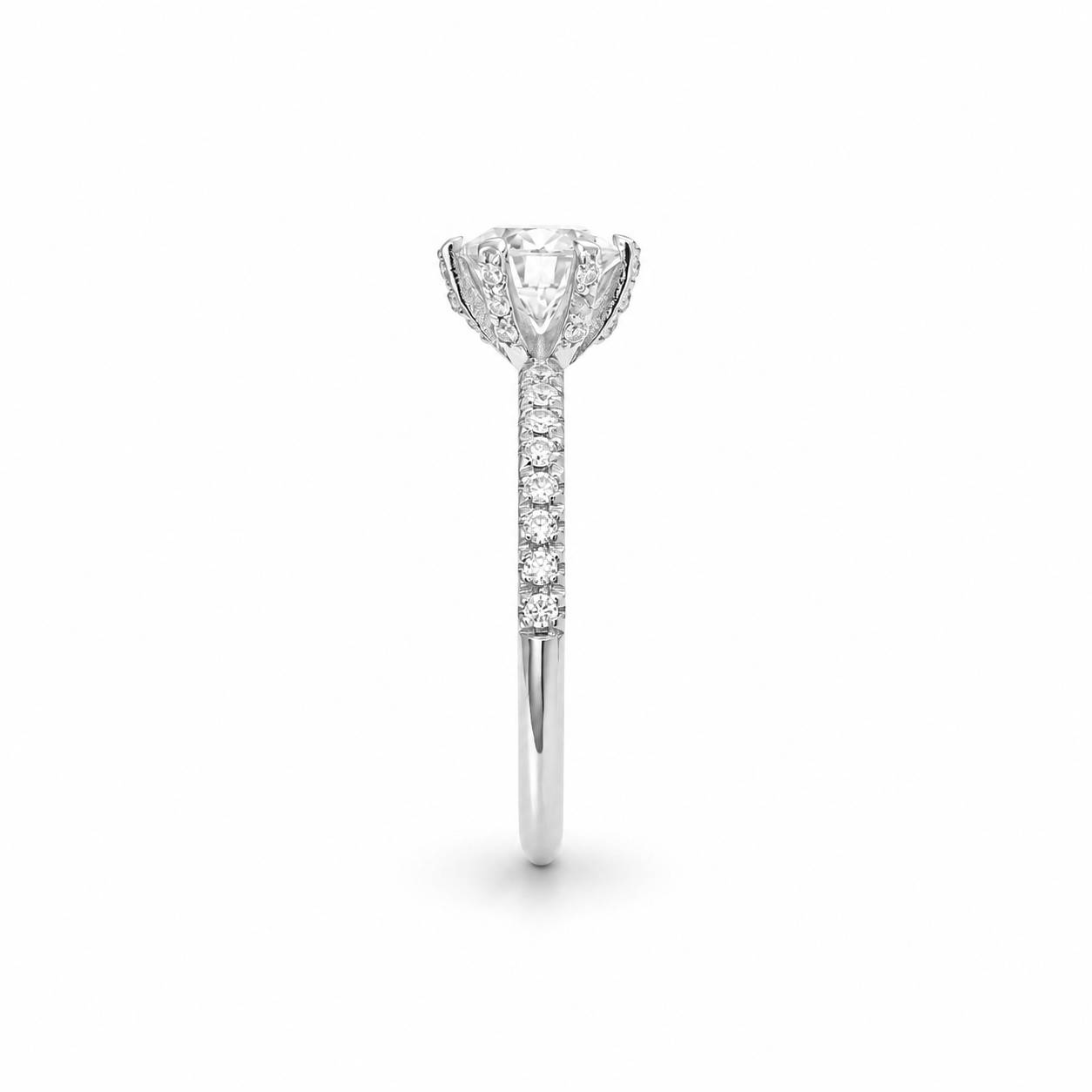 Pierścionek z diamentem LAB - WHITE LILY (białe złoto) - obrazek 3