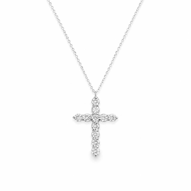 Łańcuszek z diamentami LAB - EVA CROSS (białe złoto)