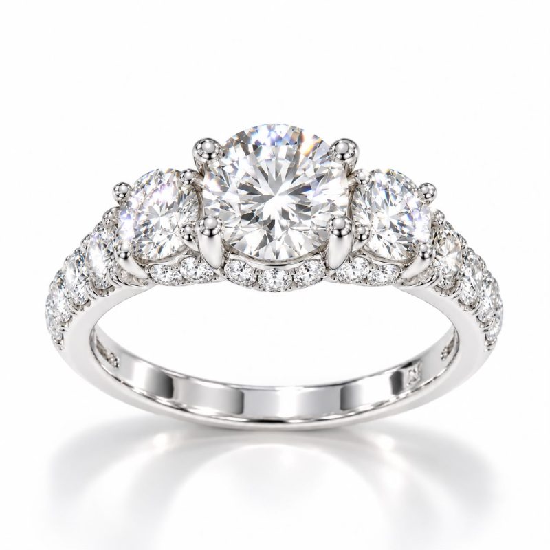 Pierścionek z diamentami LAB - TIARA QUEEN (białe złoto)